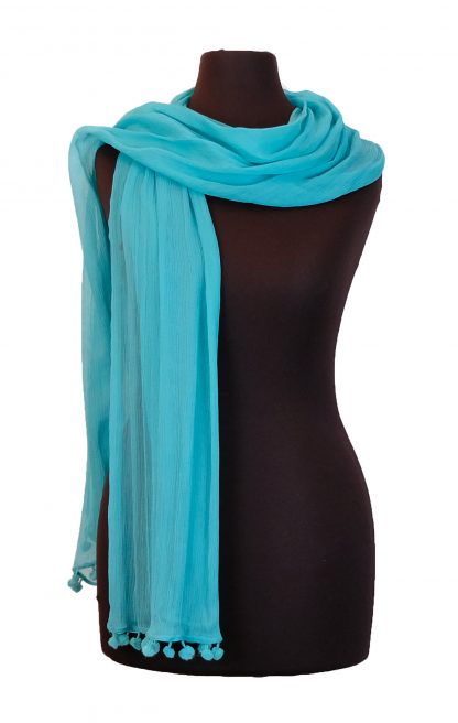 Pompon Chiffon Schal – Bild 3